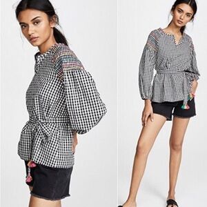 Madewell Gingham Blouses Black and White Size Small EUC